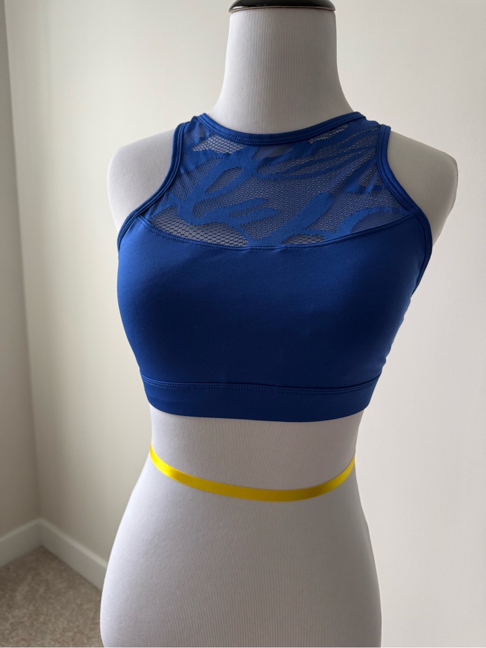 Spalding Royal Blue High-Neck Mesh Sports Bra